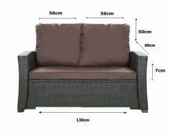 Coussins de canapé meubles de jardin en résine tressée Marron, Coussins balançoire 130x60x50cm Coussin de banc extérieur -Mix