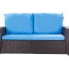Coussins de canapé meubles de jardin en résine tressée Bleu Coussins extérieur 160x50x50cm Coussin de banc de jardin 3 places