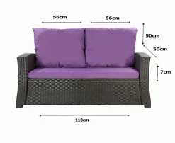 Coussins de canapé meubles de jardin en résine tressée Violet, Coussins balançoire 110x50x50 Coussin pour banquette 2 places