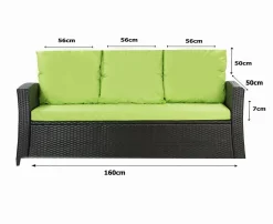 Coussins de canapé meubles de jardin en résine tressée Citron Coussins extérieur 160x50x50cm Coussin de banc de jardin 3 places