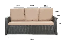 Coussins de canapé meubles de jardin en résine tressée Beige, Coussins balançoire d'extérieur 150x60x50 Coussin de banc de jardin