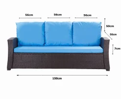 Coussins de canapé meubles de jardin en résine tressée Bleu, Coussins balançoire 150x50x50 Coussin de banc de jardin extérieur