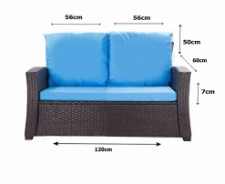 Coussins de canapé meubles de jardin en résine tressée Bleu, Coussins balançoire 120x60x50cm Coussin de banc extérieur