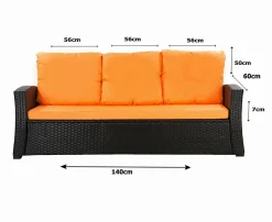 Coussins de canapé meubles de jardin en résine tressée Orange, Coussins balançoire 140x60x50cm Coussin de banc de jardin extérieur
