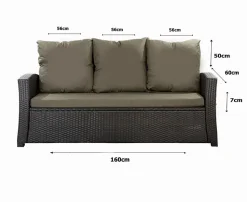 Coussins de canapé meubles de jardin en résine tressée Vert Coussins balançoire 160x60x50cm Coussin de banc de jardin 3 places