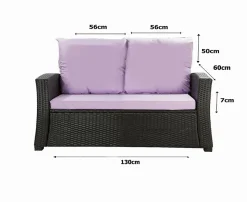 Coussins de canapé meubles de jardin en résine tressée Violet, Coussins balançoire 130x60x50cm Coussin de banc extérieur -Mix