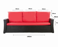 Coussins de canapé meubles de jardin en résine tressée Rouge, Coussins balançoire d'extérieur 140x50x50 Coussin de banc de jardin