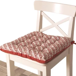 Coussins de Chaise Carrées Bicolores 40x40cm - lot de 6 - en Terracotta Imprimé/Uni DYLREV