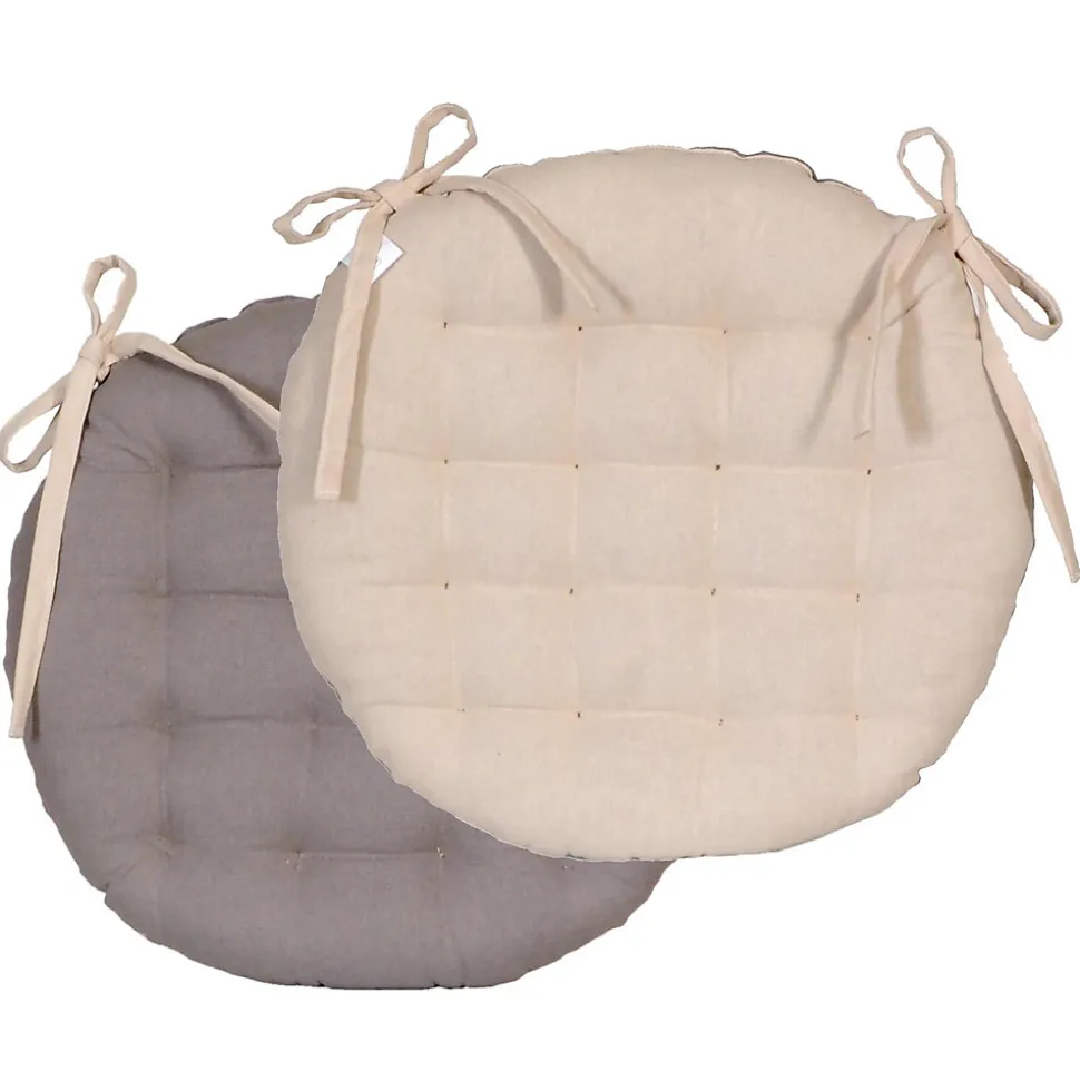 Coussins de Chaise Rondes Bicolores D.40cm - lot de 4 - Beige et Gris DYLREV