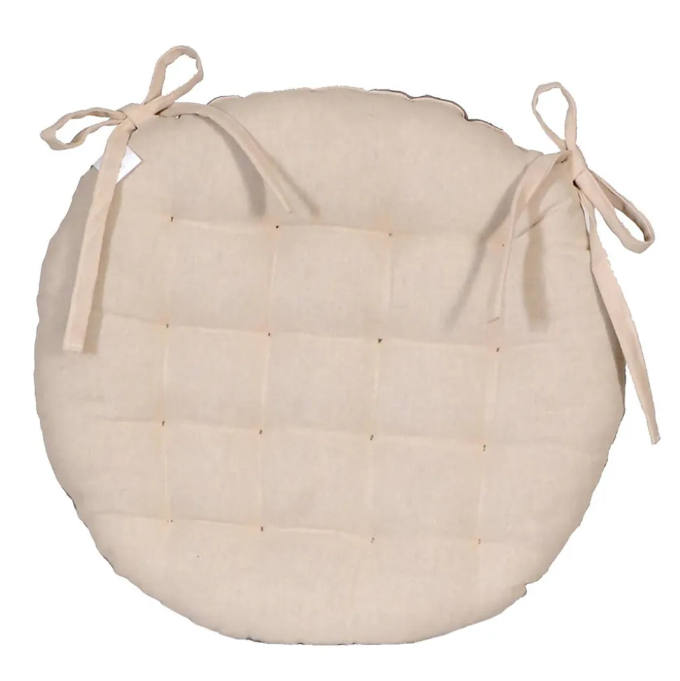 Coussins de Chaise Rondes Bicolores D.40cm - lot de 4 - Beige et Gris DYLREV