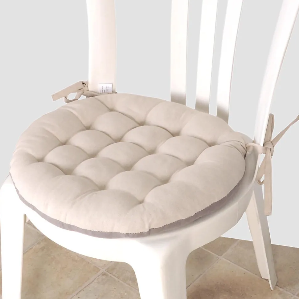 Coussins de Chaise Rondes Bicolores D.40cm - lot de 4 - Beige et Gris DYLREV