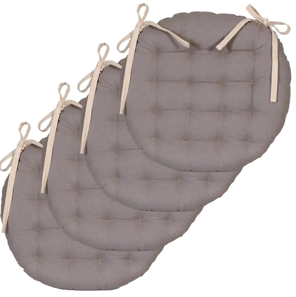 Coussins de Chaise Rondes Bicolores D.40cm - lot de 4 - Beige et Gris DYLREV