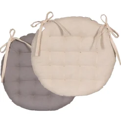 Coussins de Chaise Rondes Bicolores D.40cm - lot de 2 - Beige et Gris DYLREV