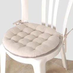 Coussins de Chaise Rondes Bicolores D.40cm - lot de 2 - Beige et Gris DYLREV