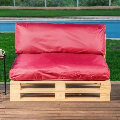 Coussins Palette Déhoussable Imperméable LOT BANANAIR 120x80cm/120x40cm Rouge