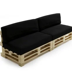 Coussins Palette Déhoussable Imperméable LOT x2 BANANAIR 120x80cm/120x40cm Noir