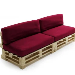 Coussins Palette Déhoussable Imperméable LOT x2 BANANAIR 120x80cm/120x40cm Rouge