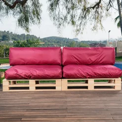 Coussins Palette Déhoussable Imperméable LOT x2 BANANAIR 120x80cm/120x40cm Rouge