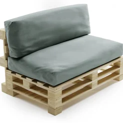 Coussins Palette Déhoussable Imperméable LOT BANANAIR 120x80cm/120x40cm Gris clair