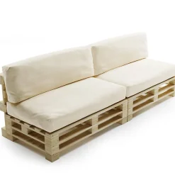 Coussins Palette Déhoussable Imperméable LOT x2 BANANAIR 120x80cm/120x40cm Beige