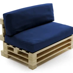 Coussins Palette Déhoussable Imperméable LOT BANANAIR 120x80cm/120x40cm Bleu