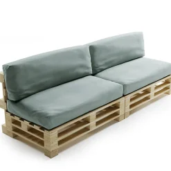 Coussins Palette Déhoussable Imperméable LOT x2 BANANAIR 120x80cm/120x40cm Gris clair