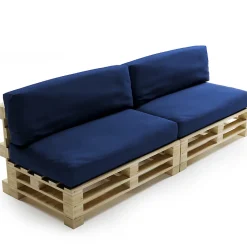 Coussins Palette Déhoussable Imperméable LOT x2 BANANAIR 120x80cm/120x40cm Bleu