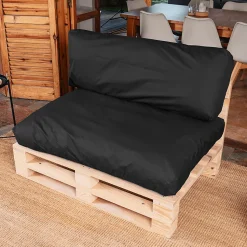 Coussins Palette Déhoussable Imperméable LOT BANANAIR 120x80cm/120x40cm Noir