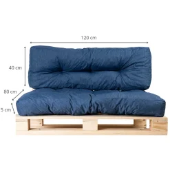 Coussins palette lot en polyester BANANAIR 120x80x15 cm bleu