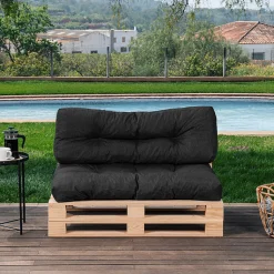 Coussins palette lot en polyester BANANAIR 120x80x15 cm noir