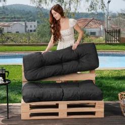 Coussins palette lot en polyester BANANAIR 120x80x15 cm noir