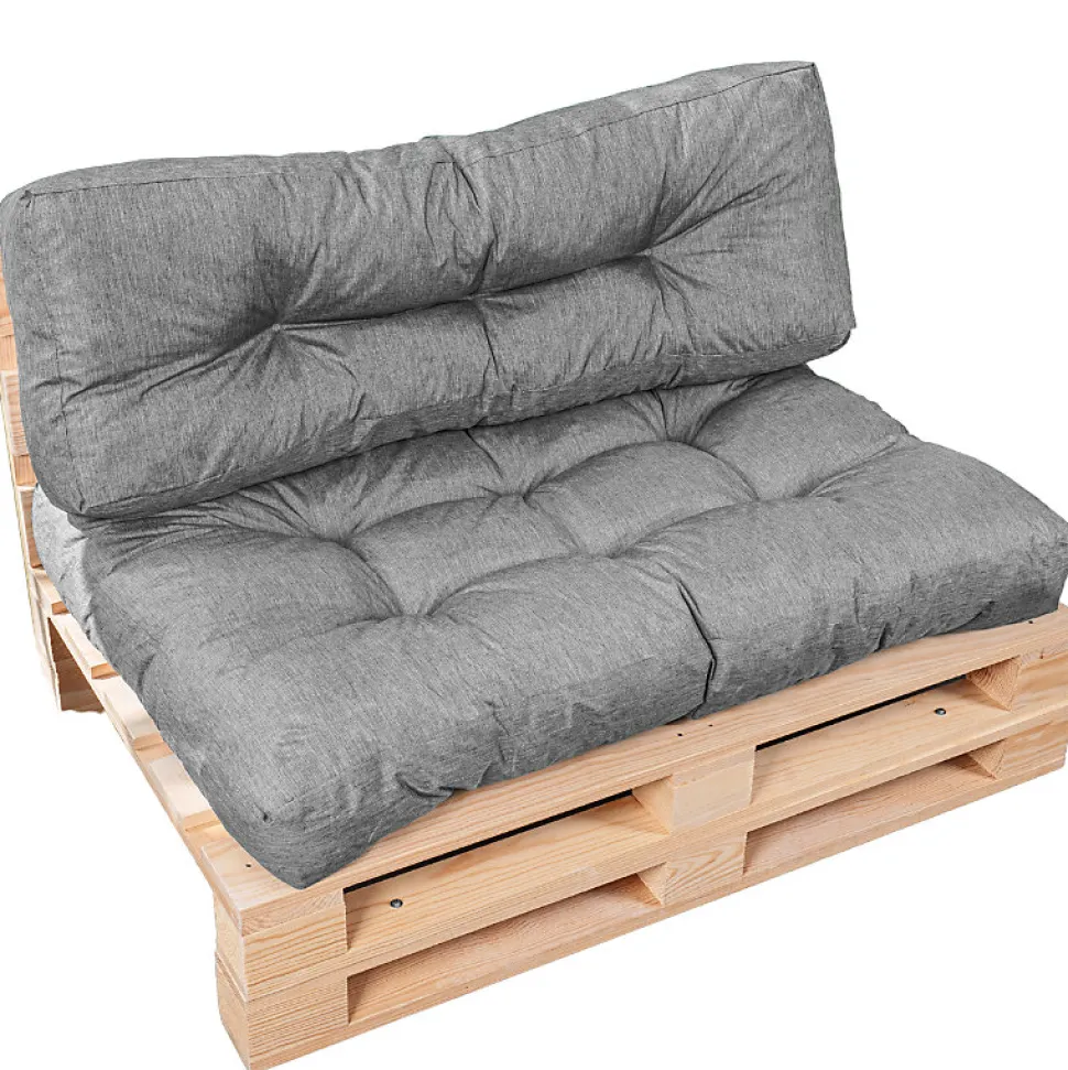 Coussins palette lot en polyester BANANAIR 120x80x15 cm gris