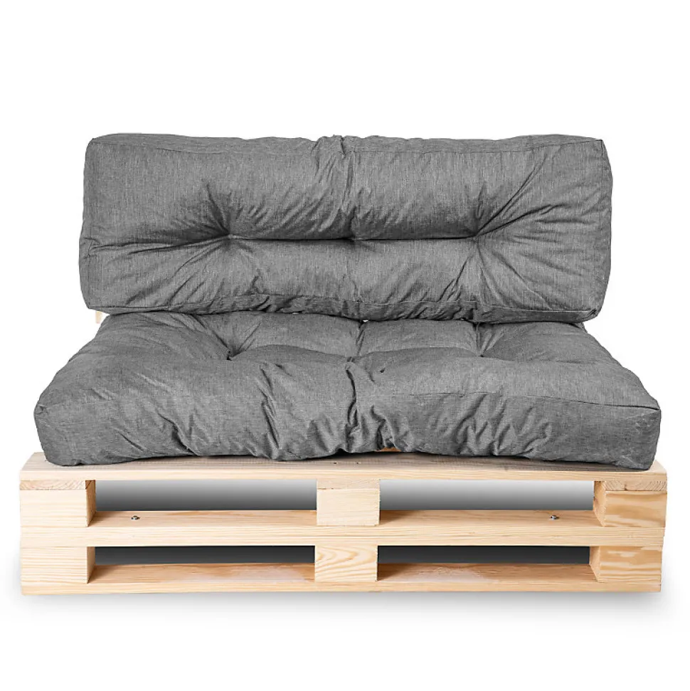 Coussins palette lot en polyester BANANAIR 120x80x15 cm gris