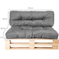 Coussins palette lot en polyester BANANAIR 120x80x15 cm gris