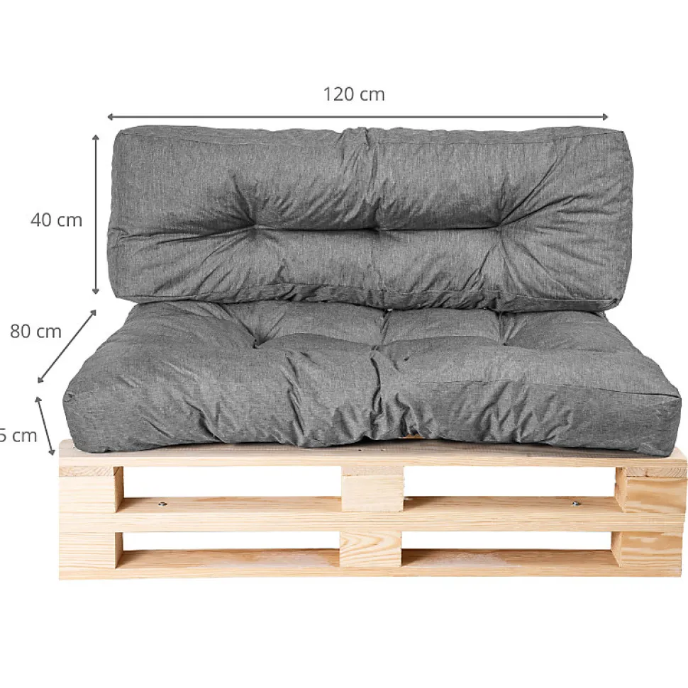 Coussins palette lot en polyester BANANAIR 120x80x15 cm gris