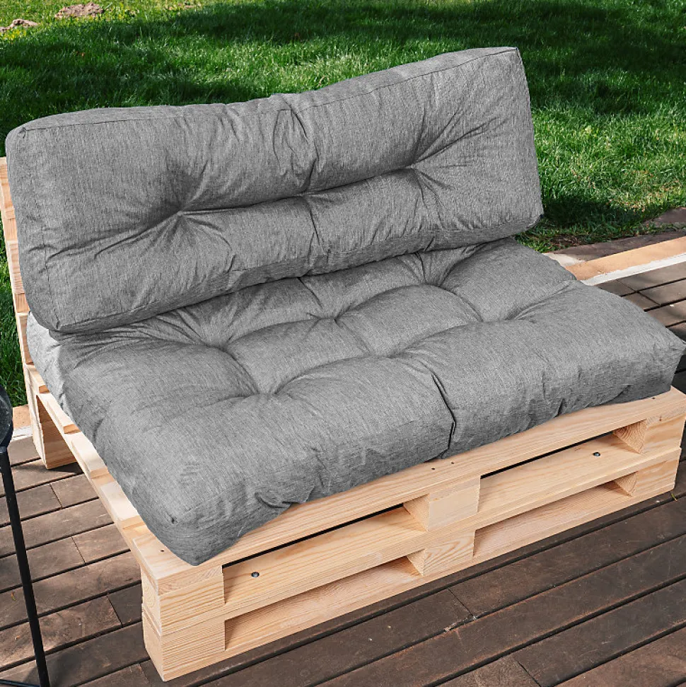 Coussins palette lot en polyester BANANAIR 120x80x15 cm gris