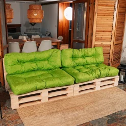 Coussins Palette lot x2 en polyester BANANAIR 120x80cm/120x40cm Vert