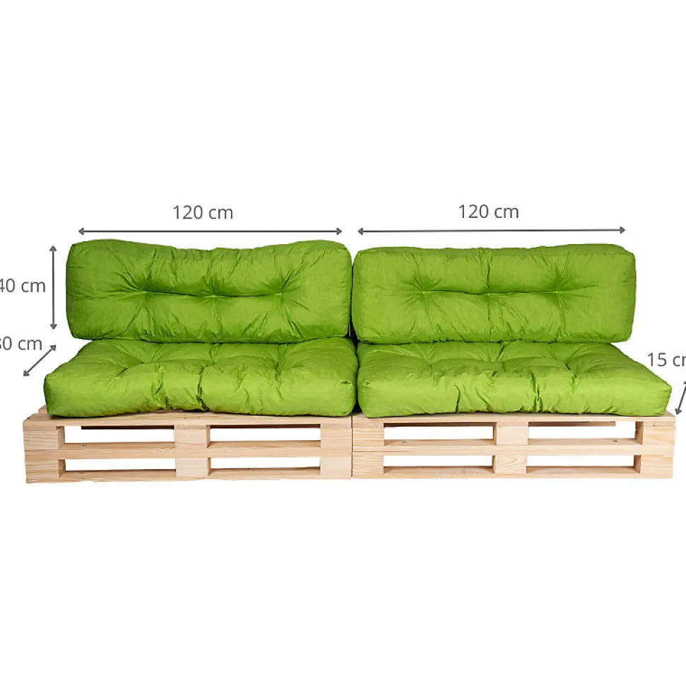 Coussins Palette lot x2 en polyester BANANAIR 120x80cm/120x40cm Vert