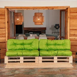 Coussins Palette lot x2 en polyester BANANAIR 120x80cm/120x40cm Vert