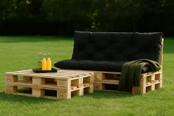 Coussins palettes 120x80 / 120x40cm coussins de palette Noir, coussins de canapé de jardin, coussin palette exterieur