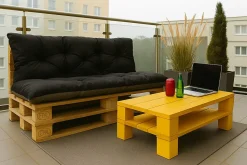 Coussins palettes 120x80 / 120x40cm coussins de palette Noir, coussins de canapé de jardin, coussin palette exterieur