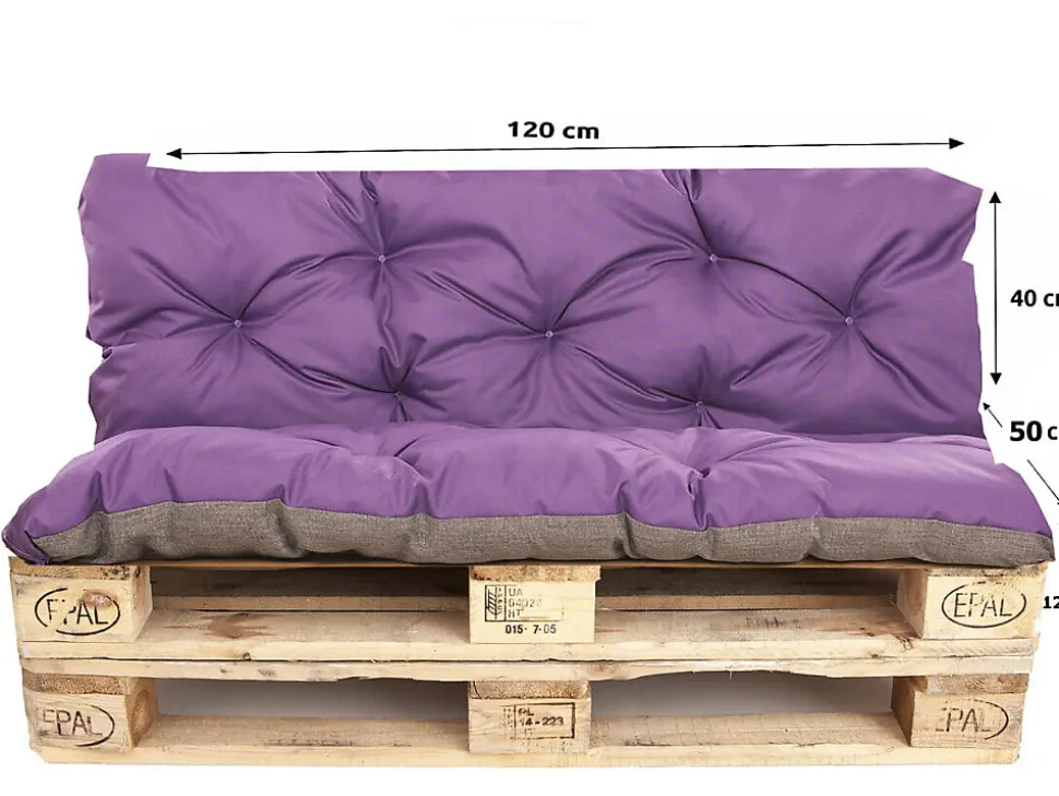 Coussins palettes 120x50 / 120x40cm coussins de palette Violet, coussins de canapé de jardin, coussin palette exterieur