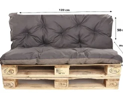 Coussins palettes 120x80 / 120x50cm coussins de palette Anthracite, coussins de canapé de jardin, coussin palette exterieur