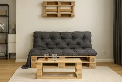 Coussins palettes 120x80 / 120x50cm coussins de palette Anthracite, coussins de canapé de jardin, coussin palette exterieur