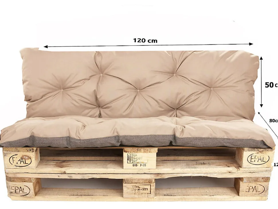 Coussins palettes 120x80 / 120x50cm coussins de palette Beige, coussins de canapé de jardin, coussin palette exterieur
