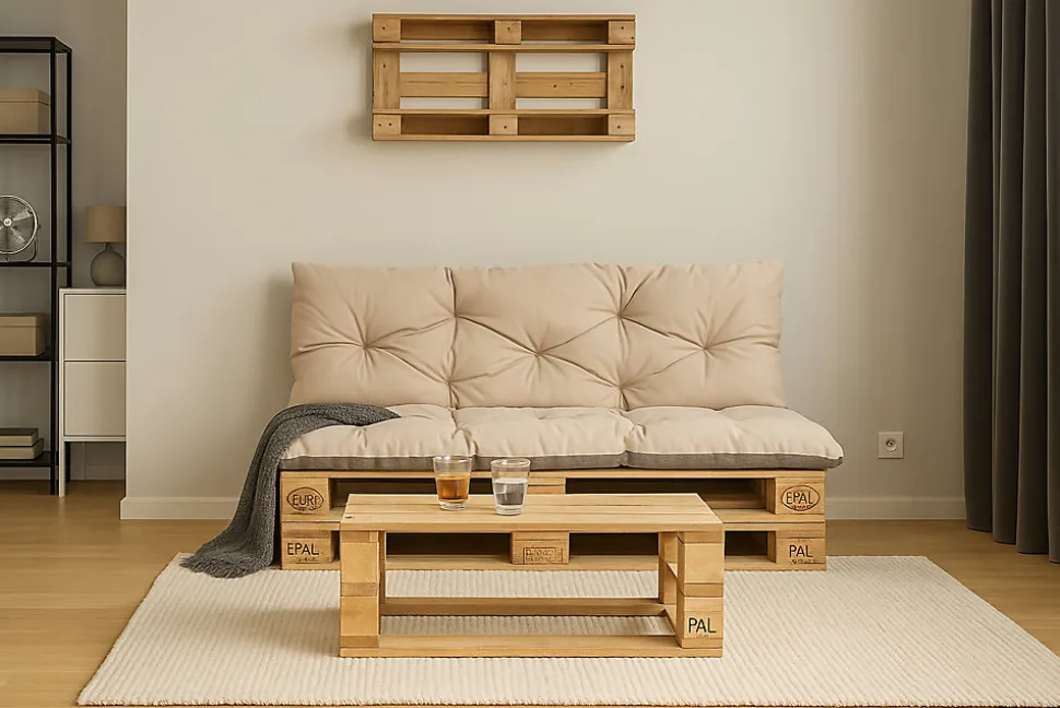 Coussins palettes 120x80 / 120x50cm coussins de palette Beige, coussins de canapé de jardin, coussin palette exterieur