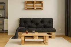 Coussins palettes 120x60 / 120x50cm coussins de palette Noir, coussins de canapé de jardin, coussin palette exterieur