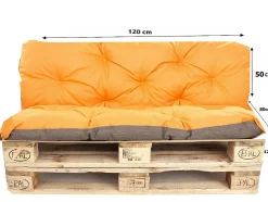 Coussins palettes 120x80 / 120x50cm coussins de palette Orange, coussins de canapé de jardin, coussin palette exterieur