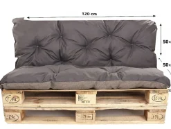 Coussins palettes 120x50 / 120x50cm coussins de palette Anthracite, coussins de canapé de jardin, coussin palette exterieur