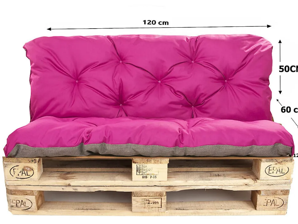 Coussins palettes 120x60 / 120x50cm coussins de palette Rosa, coussins de canapé de jardin, coussin palette exterieur